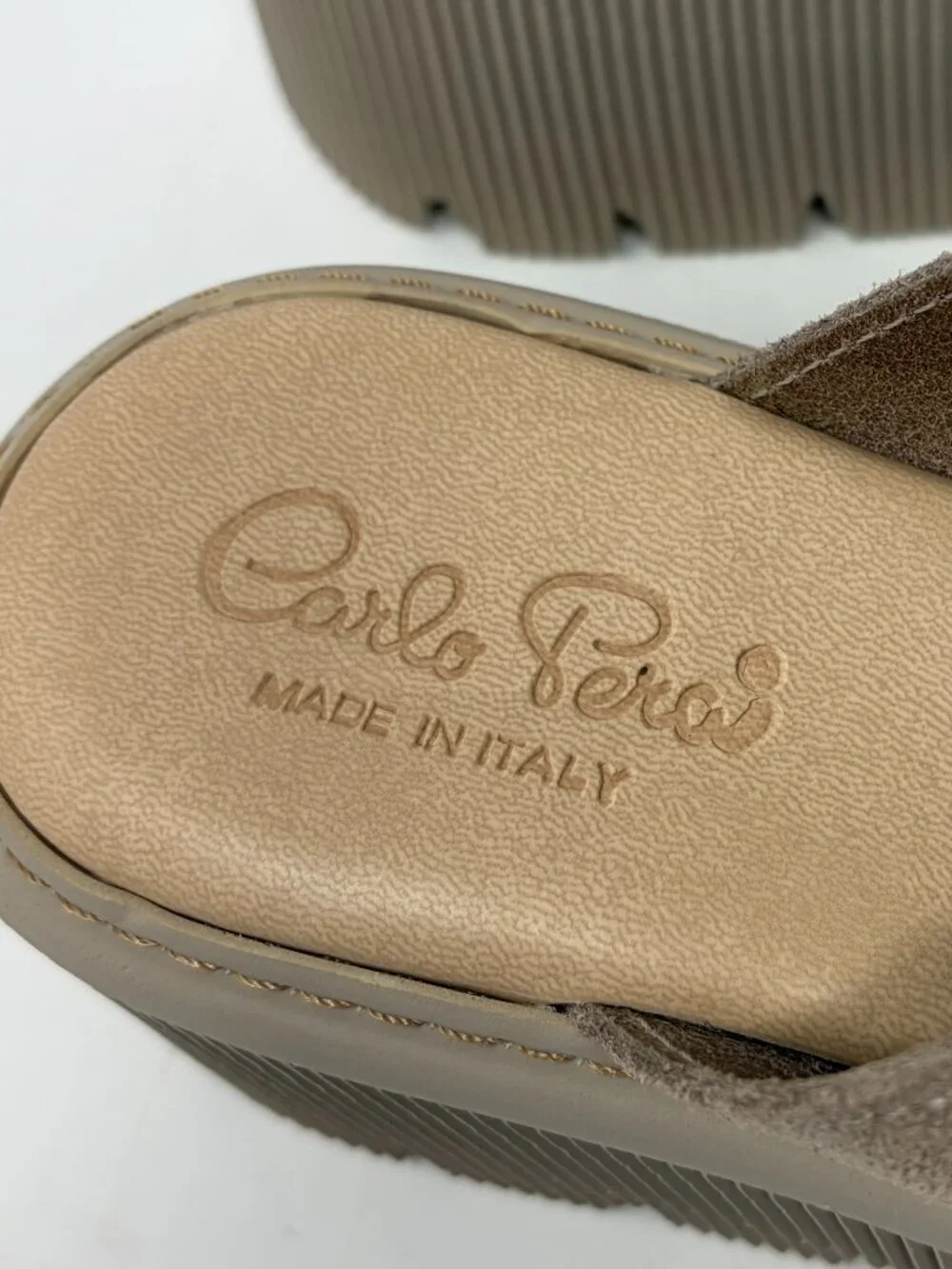 Carlo Pera platform clog sandals taupe suede EU 41 women's beige slides